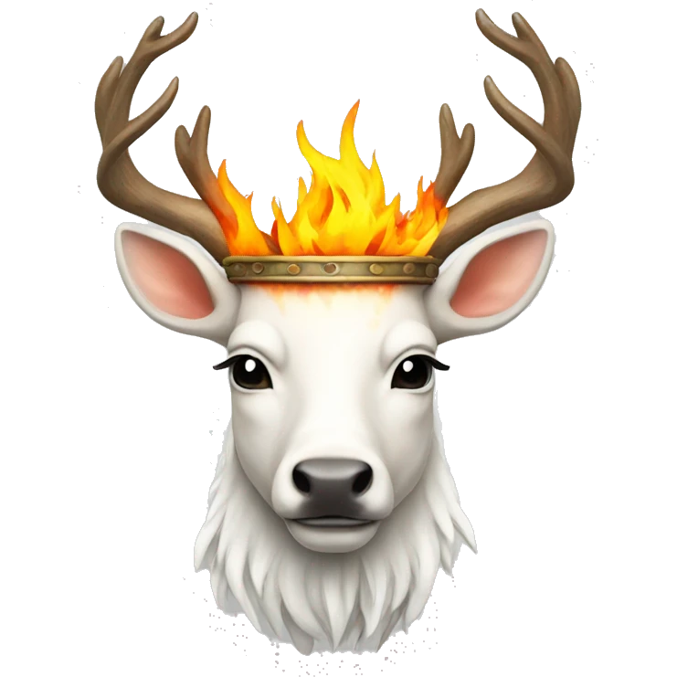 White stag with a flame crown emoji
