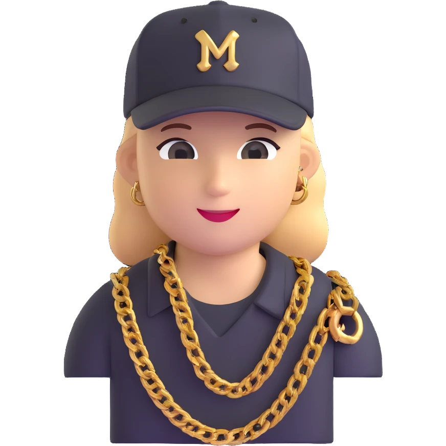Brazilian rapper Chefin with cap and gold chain emoji