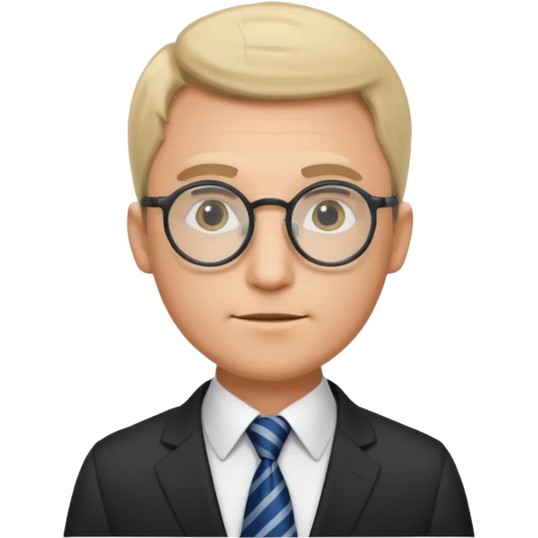Man in suit with round glasses and  emoji