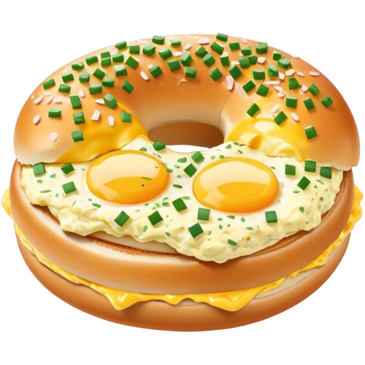 Scrambled egg on a bagel emoji