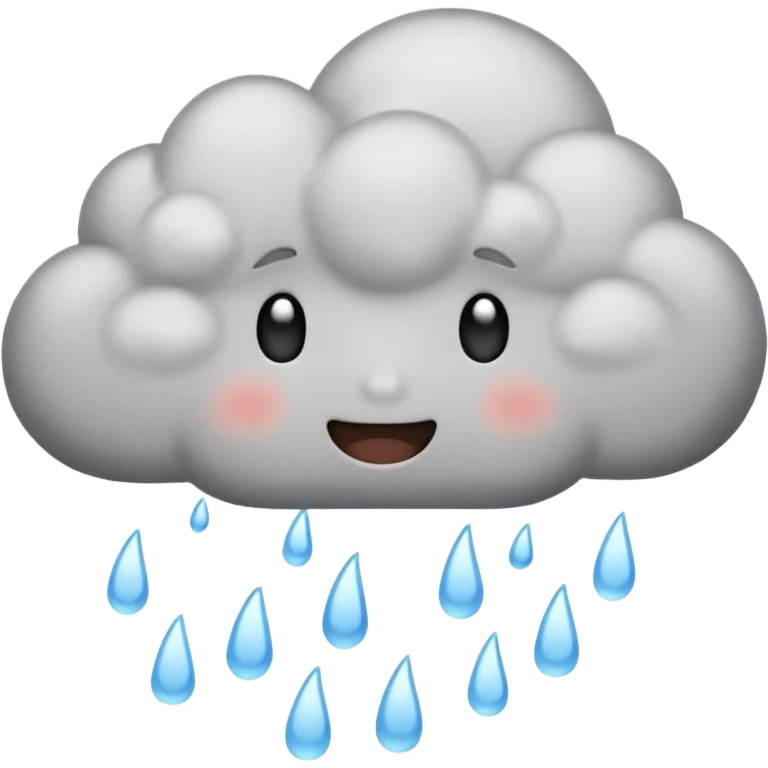 emoji of grey cloud is raining, withou faces emoji