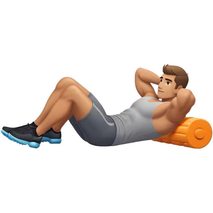 buff guy lying lats down on foam-roller emoji