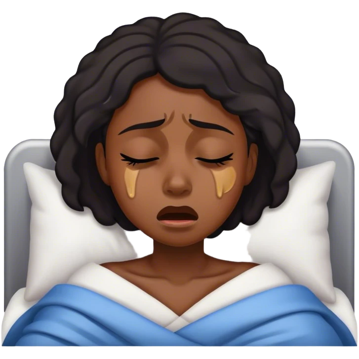 black woman crying herself to sleep emoji