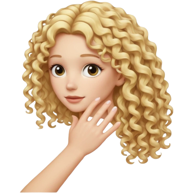 back view of a hand gently touching blonde curly hair emoji