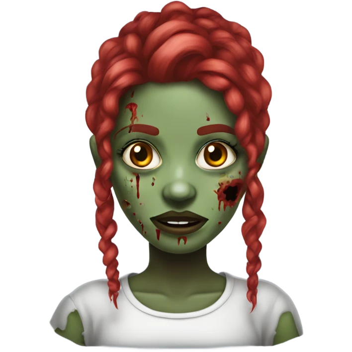 Menina zumbi de cabelo enrolado vermelho emoji