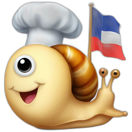 cutie snail with French flag and chef hat emoji