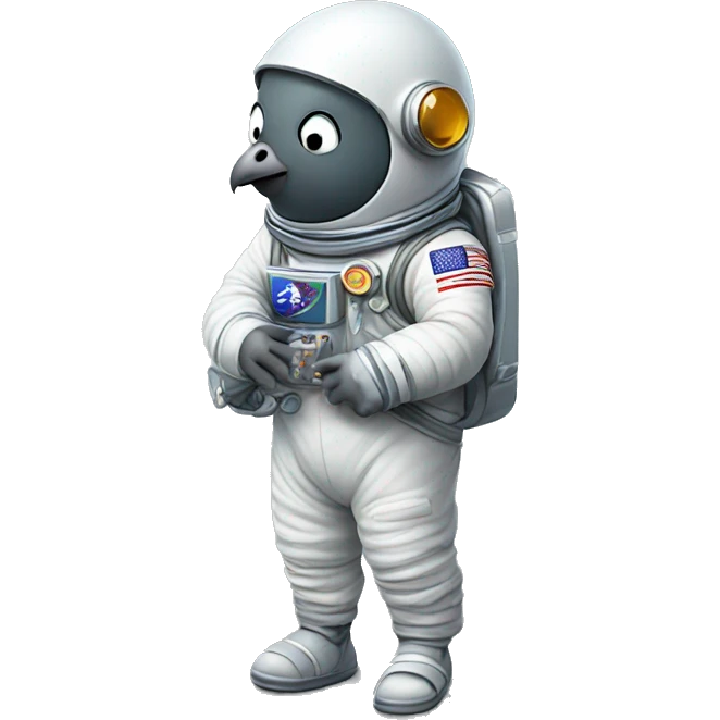 pigeon astronaut in space suit emoji