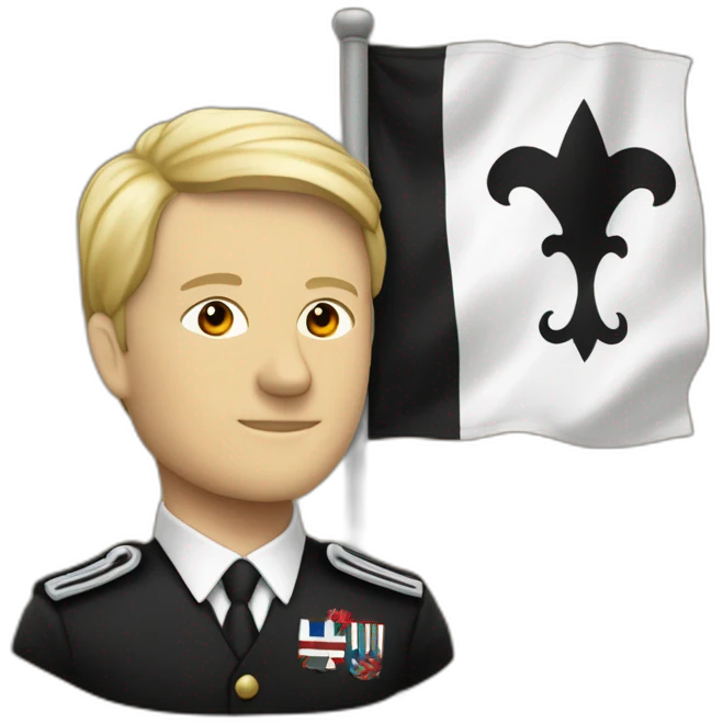Fond blanc avec une tête de maure en noir au milieu du drapeau emoji