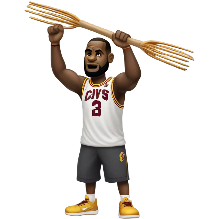 Lebron James throwing a pitchfork emoji