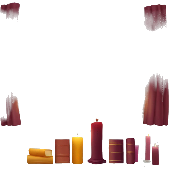Books and candles entering for a window burgundy emoji