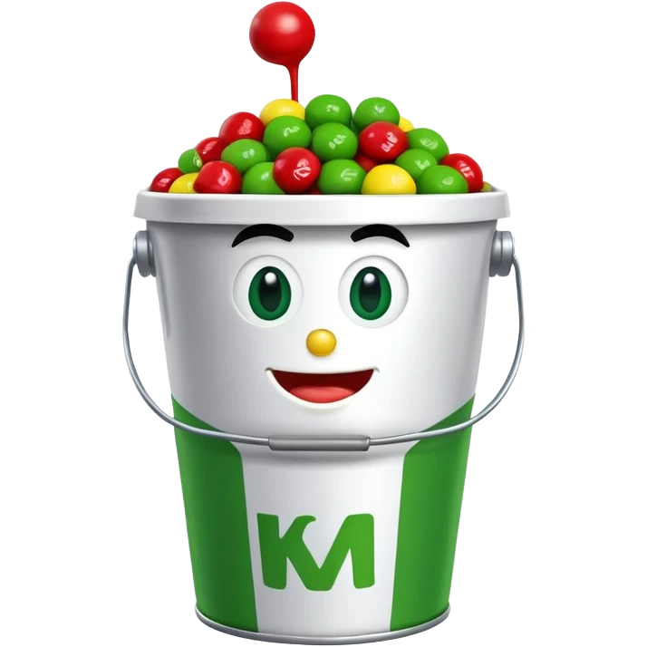 KFC bucket with a green M&M character sitting inside it emoji