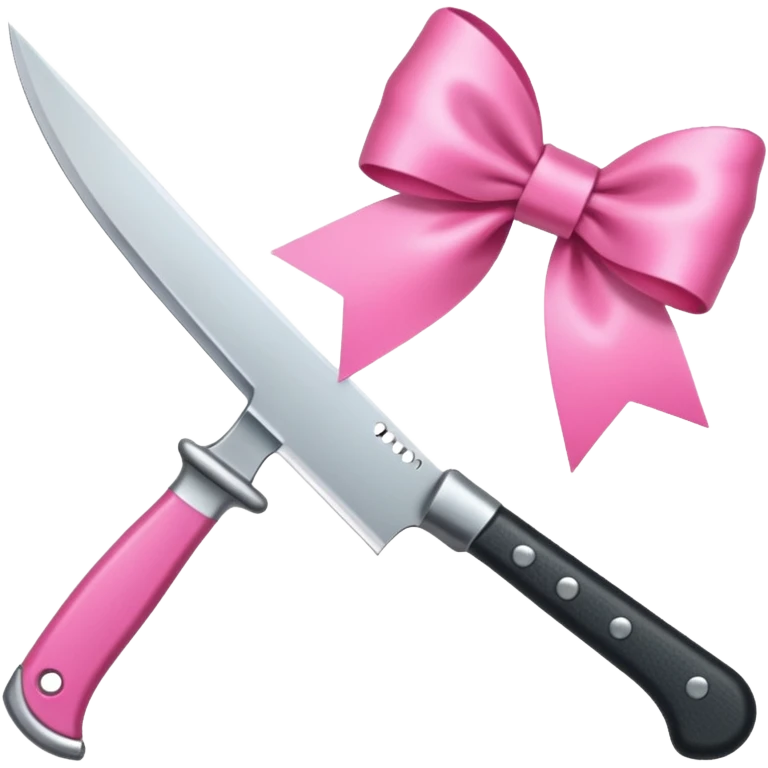 a knife with a pink ribbon bow emoji
