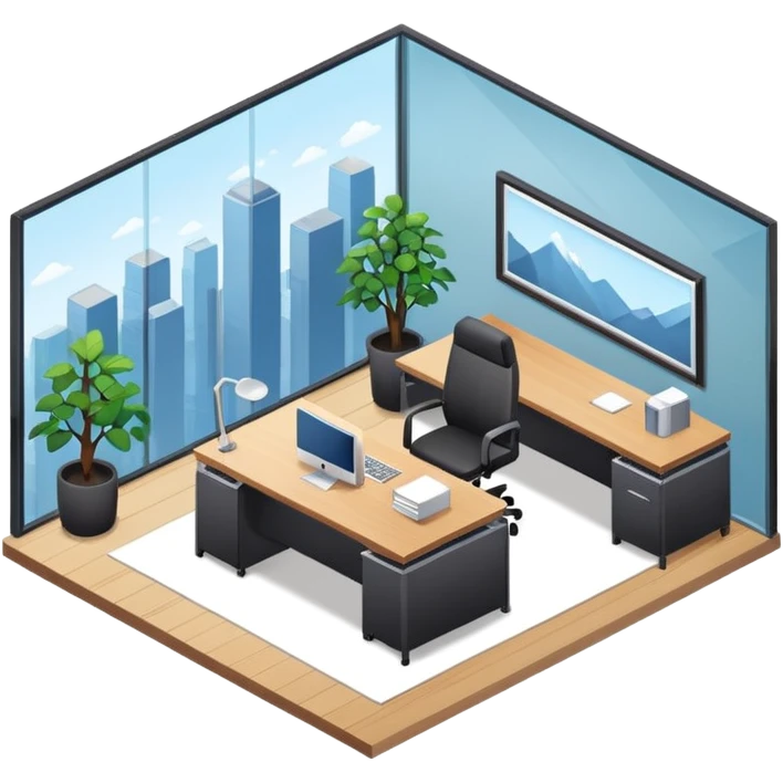 an office for ceo of company in an isometric style emoji