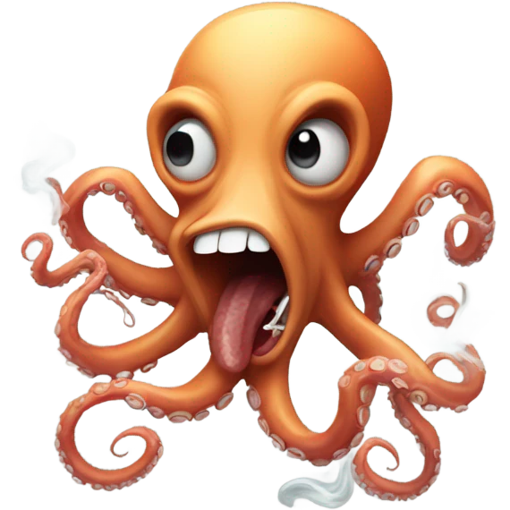 Screaming octopus with cigarette emoji