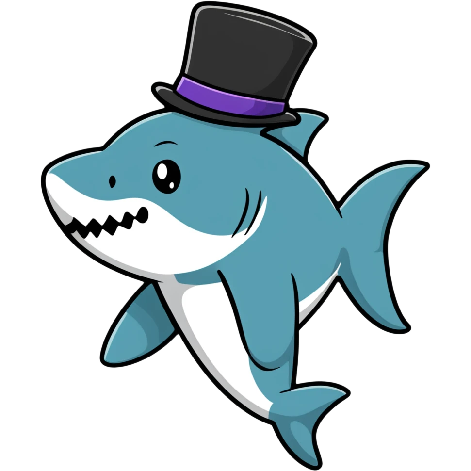 Shark with a top hat emoji