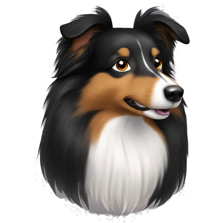 Black Sheltie dog with brown eyes a emoji