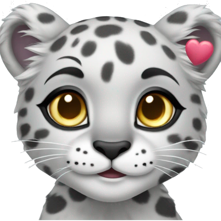 cute snow leopard shows a heart emoji