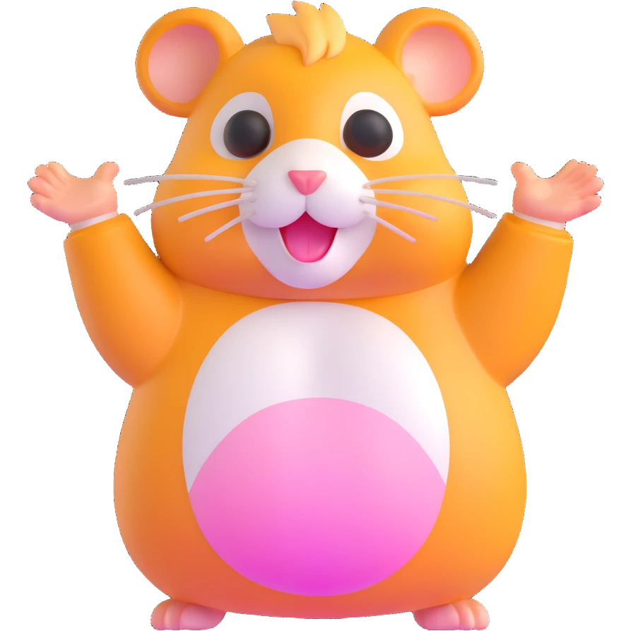 hamster saying hello, 3D emoji style emoji