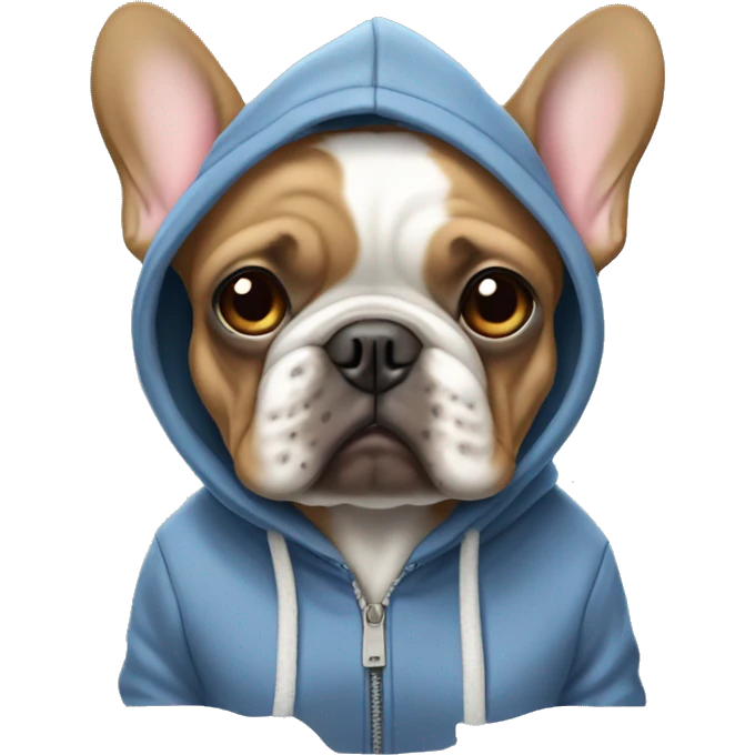 Frenchie wearing a hoddie emoji