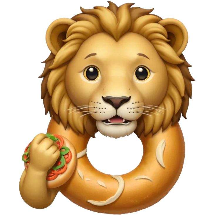 lion holding bagel emoji