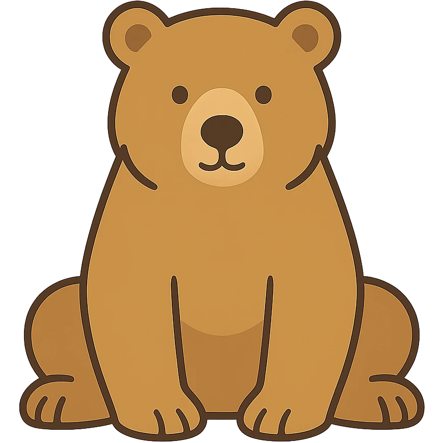 flat toon style blonde grizzly bear sitting, full body emoji