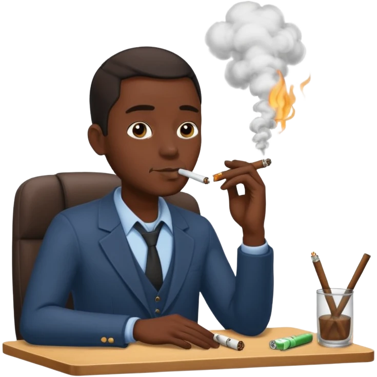 black man smoking a blunt at work  emoji