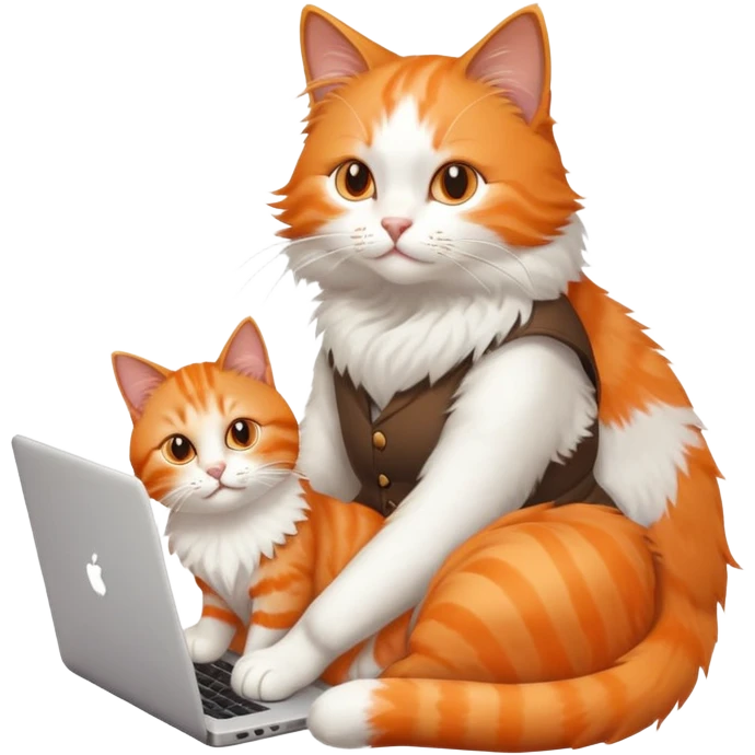 cat sitting on person's lap while working on laptop emoji