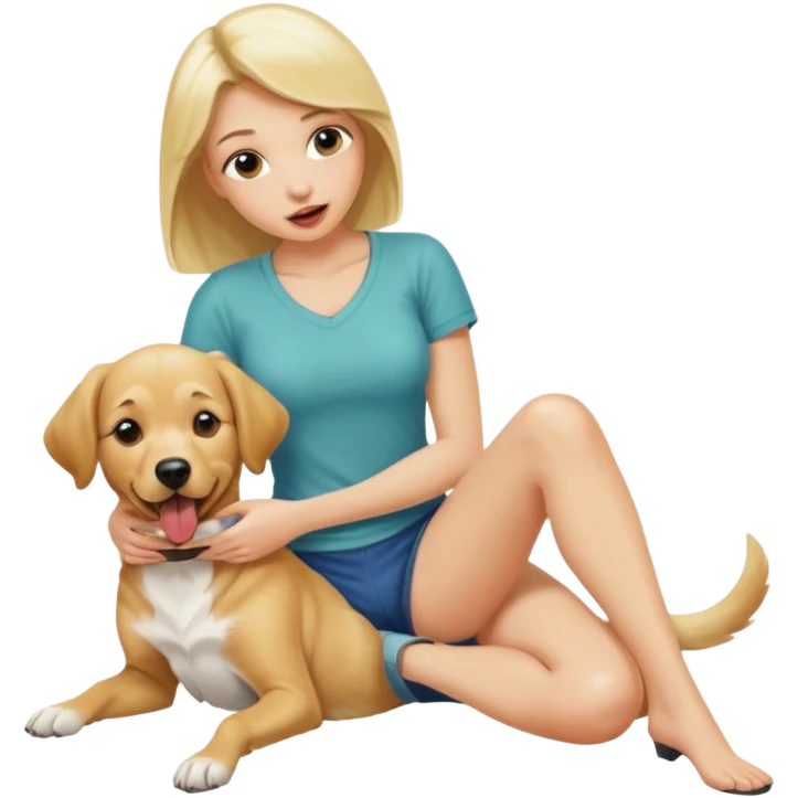 A Dog lick Between the legs of a blonde  emoji