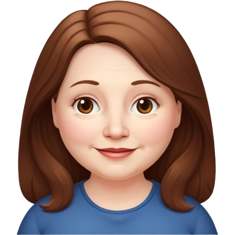 50 yr old white woman pale long brown hair small smile chubby emoji