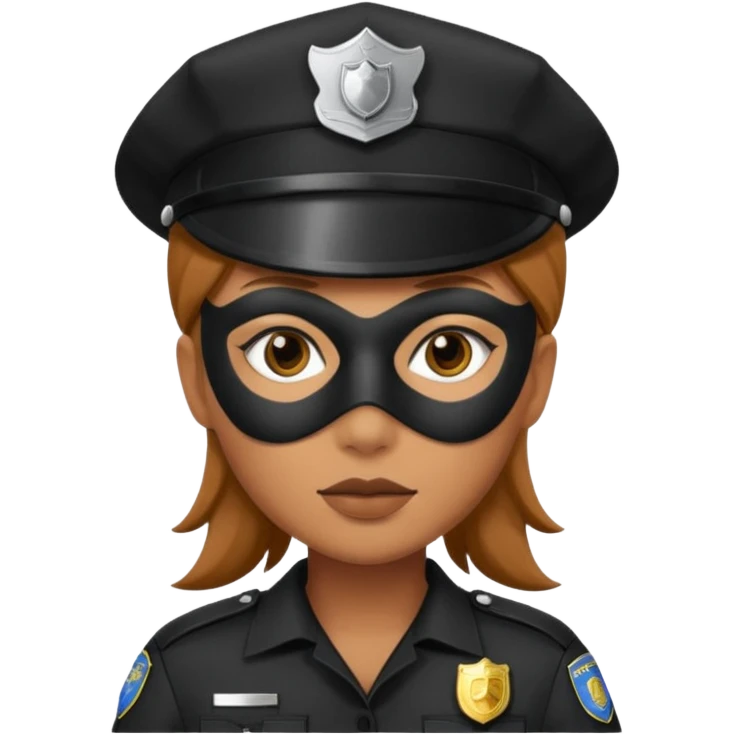 thief with police hat, thief mask, thief black prison dress. emoji