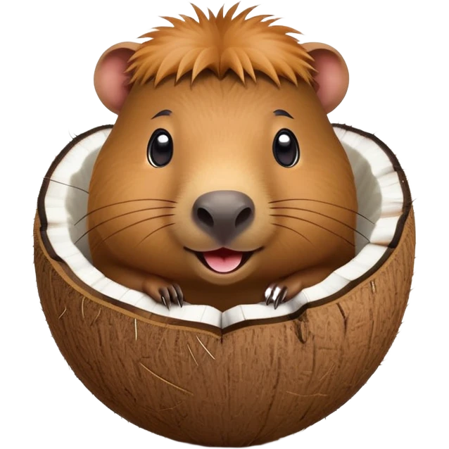 Capybara face on a coconut shell body with tiny legs sticking out emoji