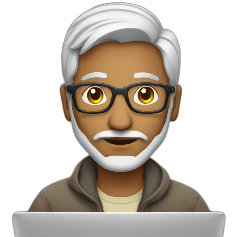 Aged 40 Indian Guy coding on the laptop emoji