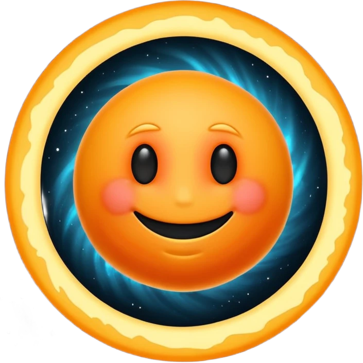 make a blackhole, accretion disk and all, with an orange smiley face emoji