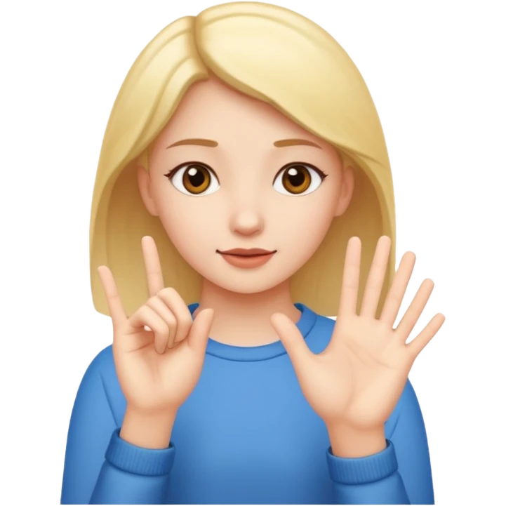 Una chica haciendo lengua de señas emoji