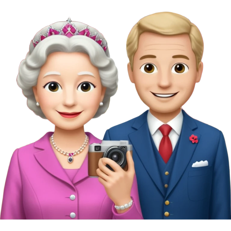 someone who's taking a photo in a room with with the wax figures of the queen elisabeth the II emoji