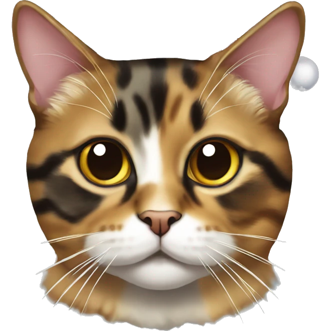 Tortie cat with a Santa hat emoji