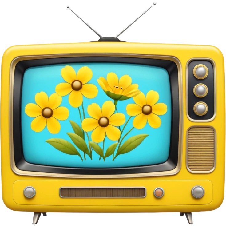 Yellow flowers on a vintage tv  emoji