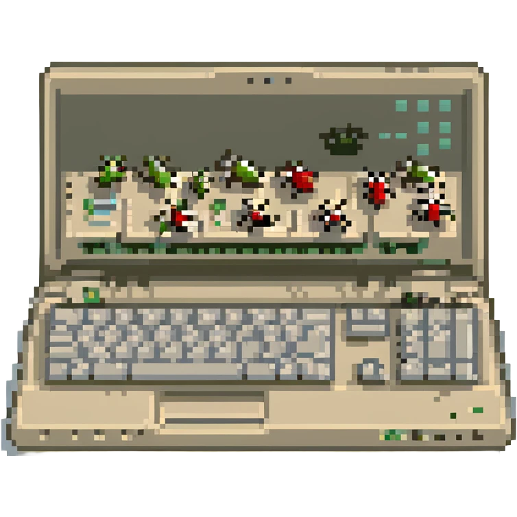 Laptop with bugs running around on the keyboard emoji