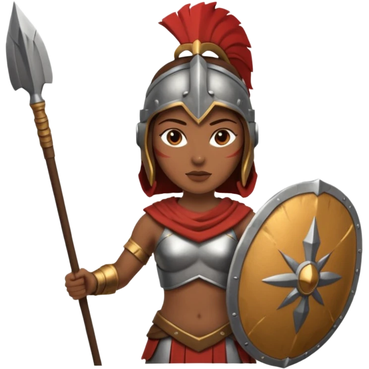 woman spartan warrior holding spear and shield emoji