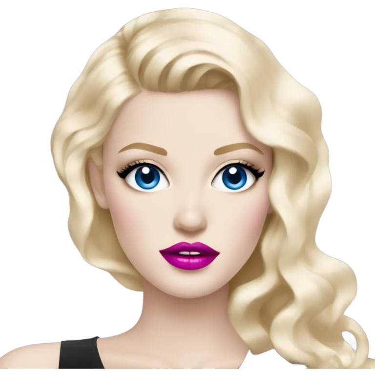 Hot girly pale blonde with blue eyes and pink lips wearing YsL emoji