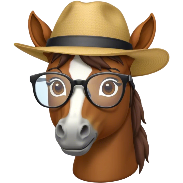 Caballo con lentes y sombrero emoji