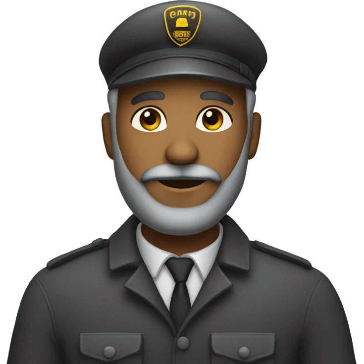 create a dark-skinned taxi driver emoji with a gray beard and wearing a beret. emoji