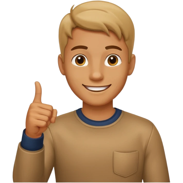 man pointing with index finger on his hand and smiling emoji