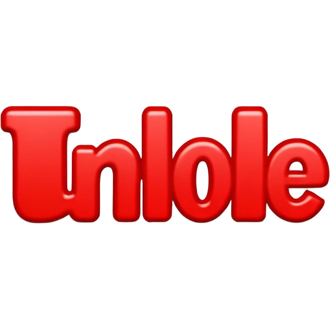 "Unloved" word in vivid red typography letting, isolated on a transparent background emoji
