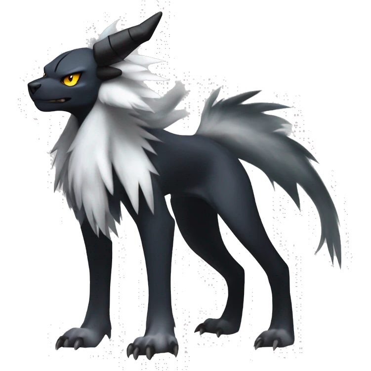 Cool Edgy Absol-Houndoom-Luxray Fakémon Digimon with Edgy markings, full body, outlined emoji