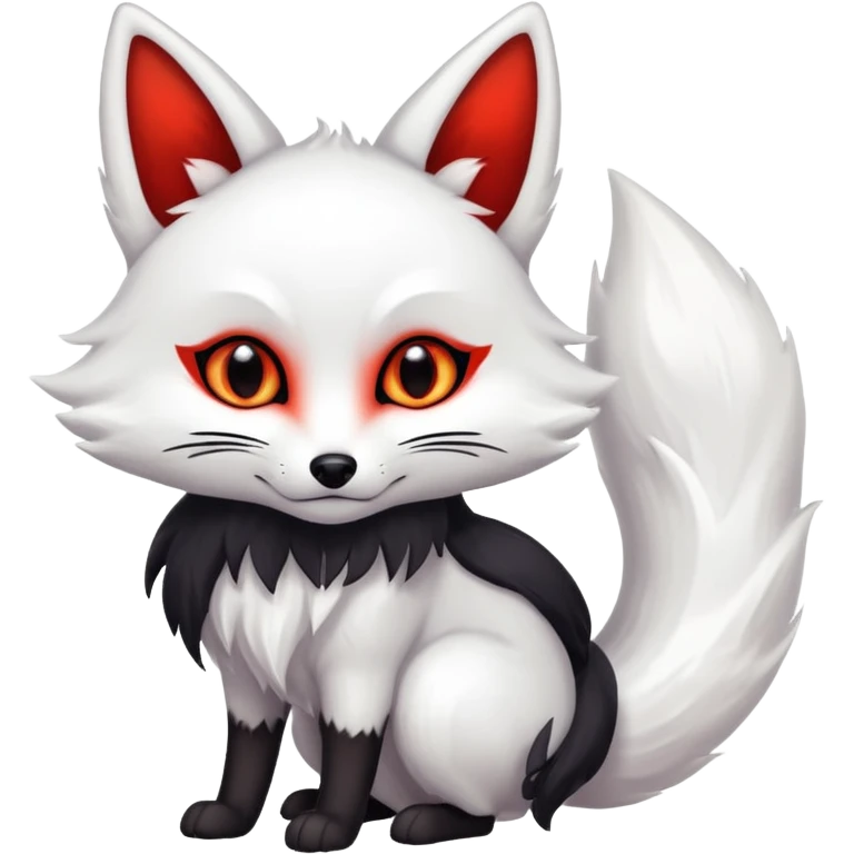 white kitsune with red eye emoji