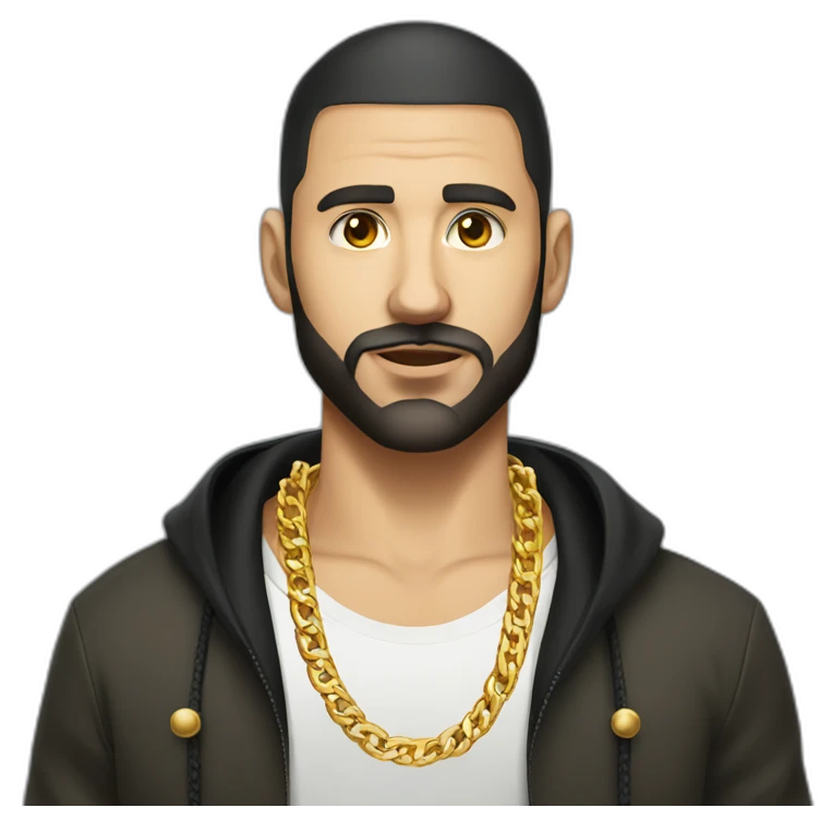 Russian male thug wearing gold chain with black short hair and short beard emoji