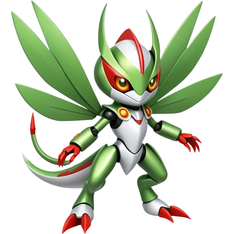 Cute Cool Edgy Shiny Futuristic Ethereal Legendary Kartana-Digimon-Scizor-hybrid full body emoji