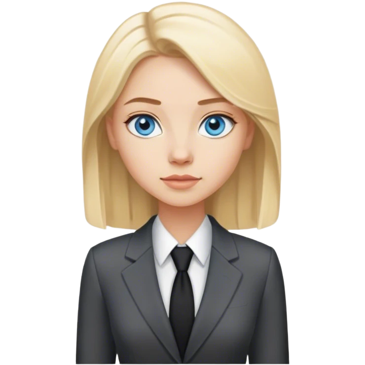 A blond girl blue eyes, Business Outfit, black shoes emoji