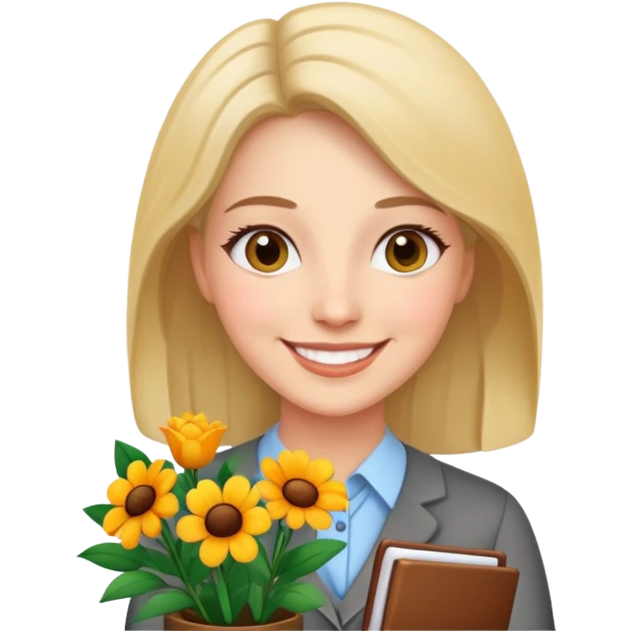 معلم خانم با گل emoji
